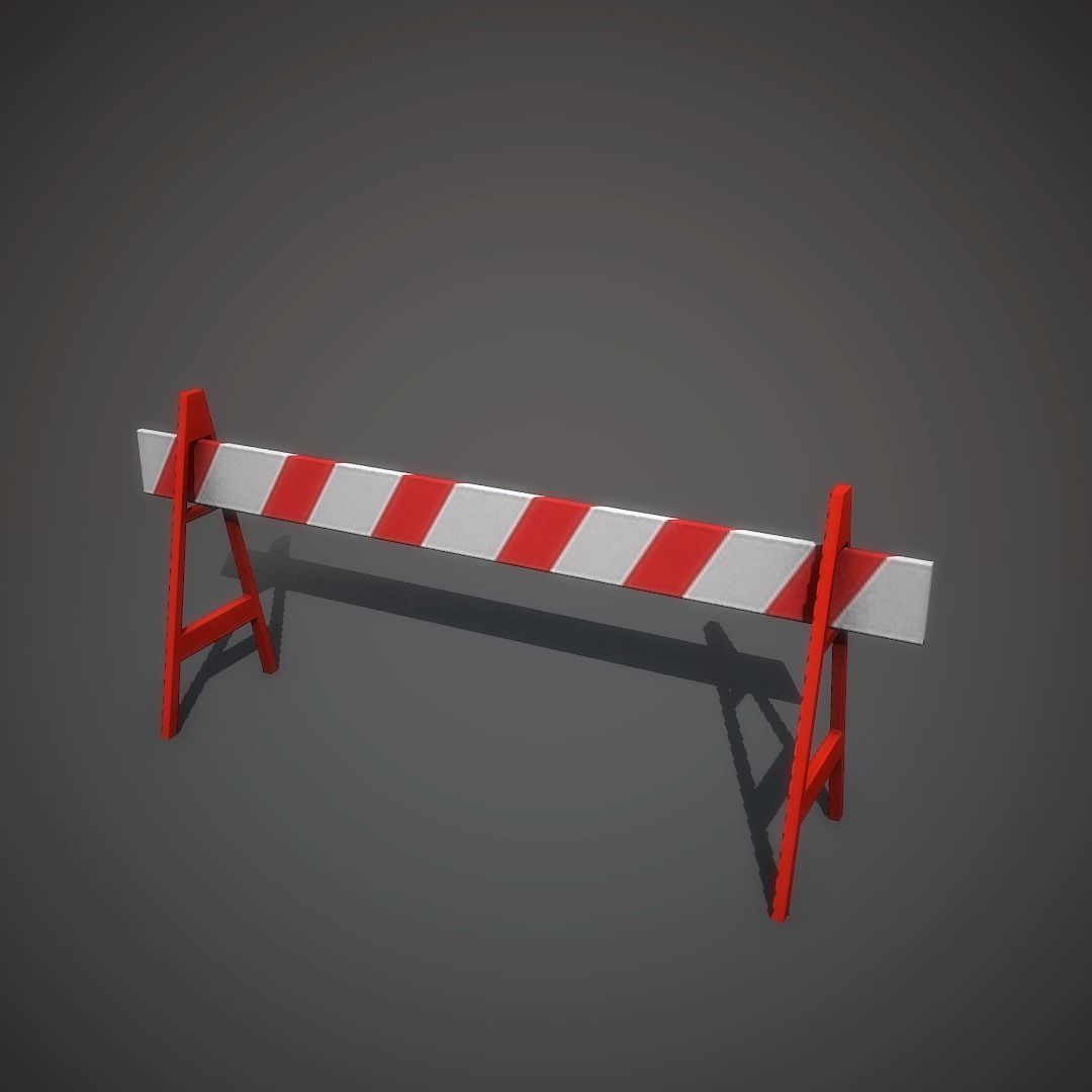 Wooden Barrier Low-poly 3D model_2