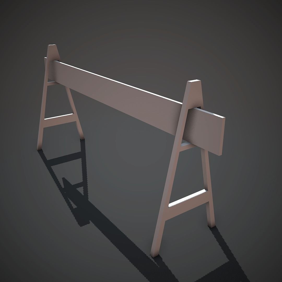 Wooden Barrier Low-poly 3D model_7