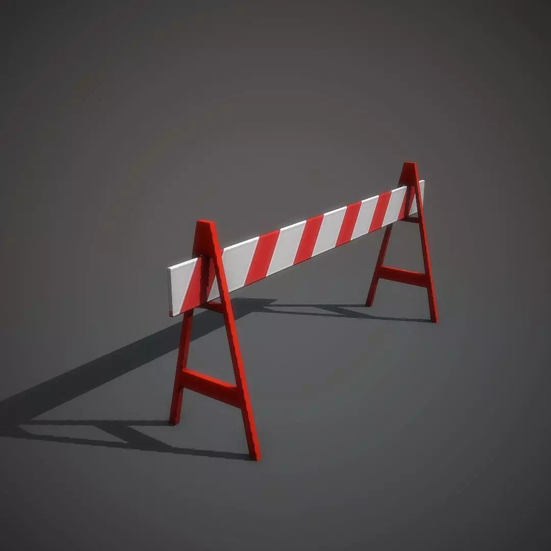 Wooden Barrier Low-poly 3D model_0