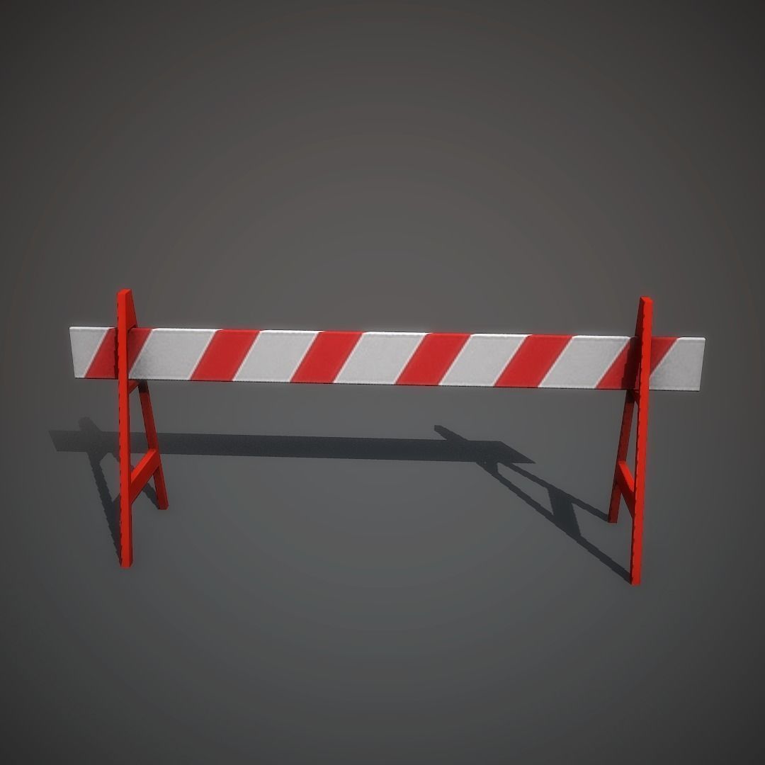 Wooden Barrier Low-poly 3D model_4