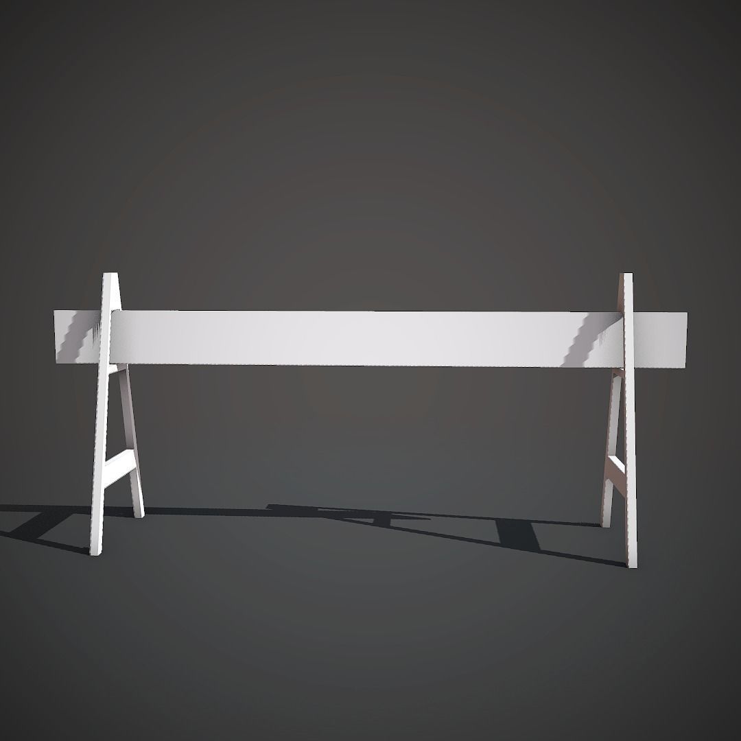 Wooden Barrier Low-poly 3D model_8