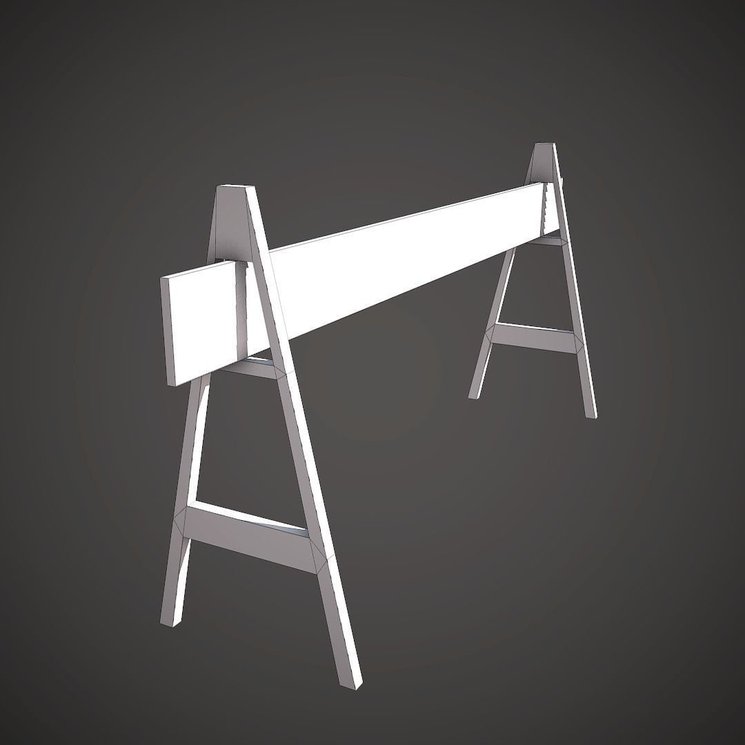 Wooden Barrier Low-poly 3D model_9