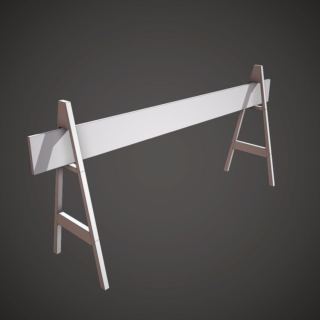 Wooden Barrier Low-poly 3D model_10