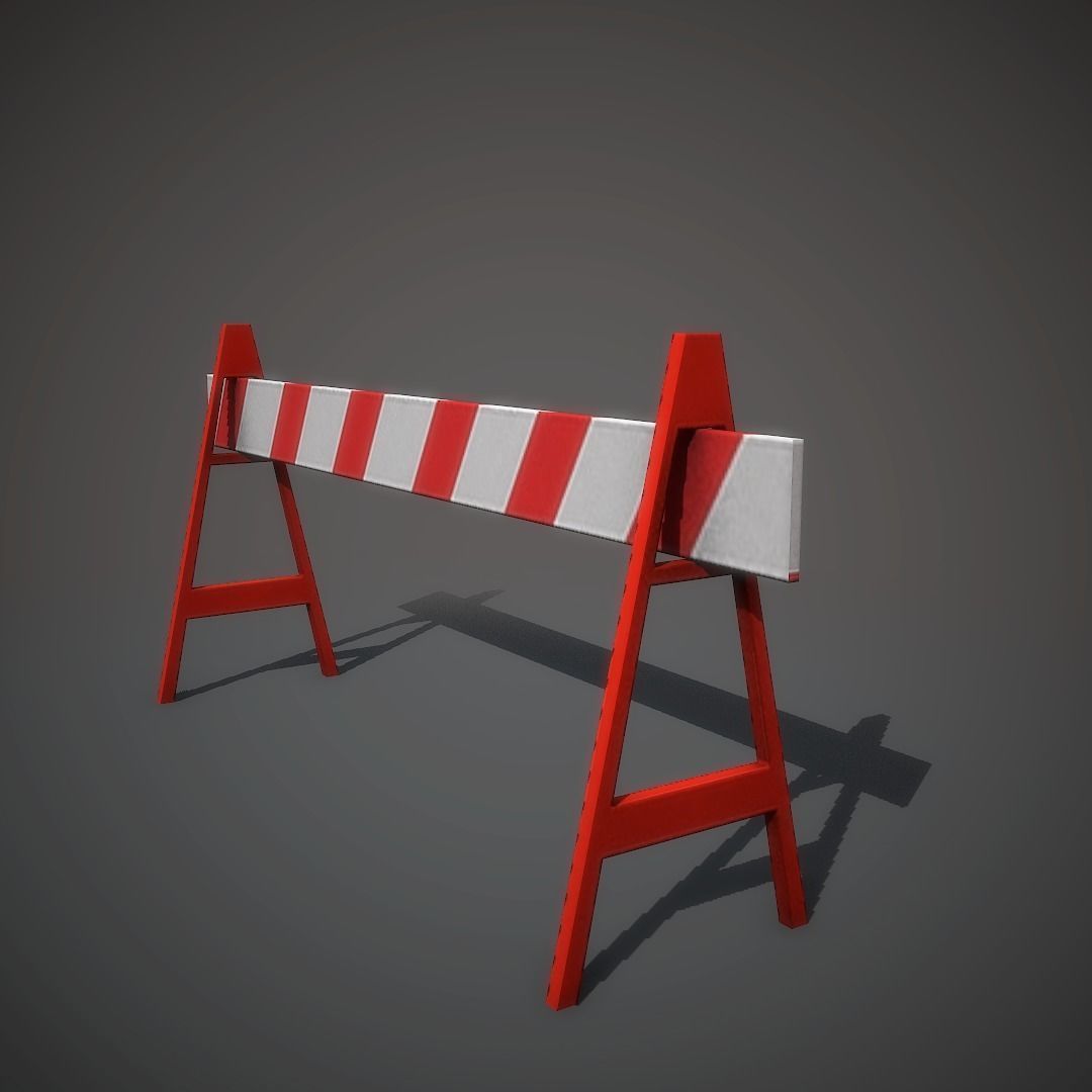 Wooden Barrier Low-poly 3D model_1