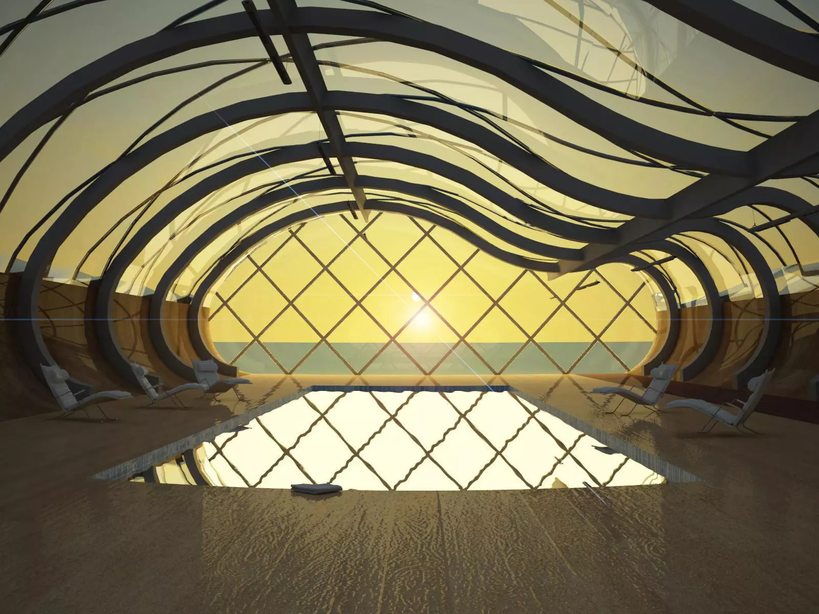 Modern Indoor Swimming Pool 3D Model 3D model_0