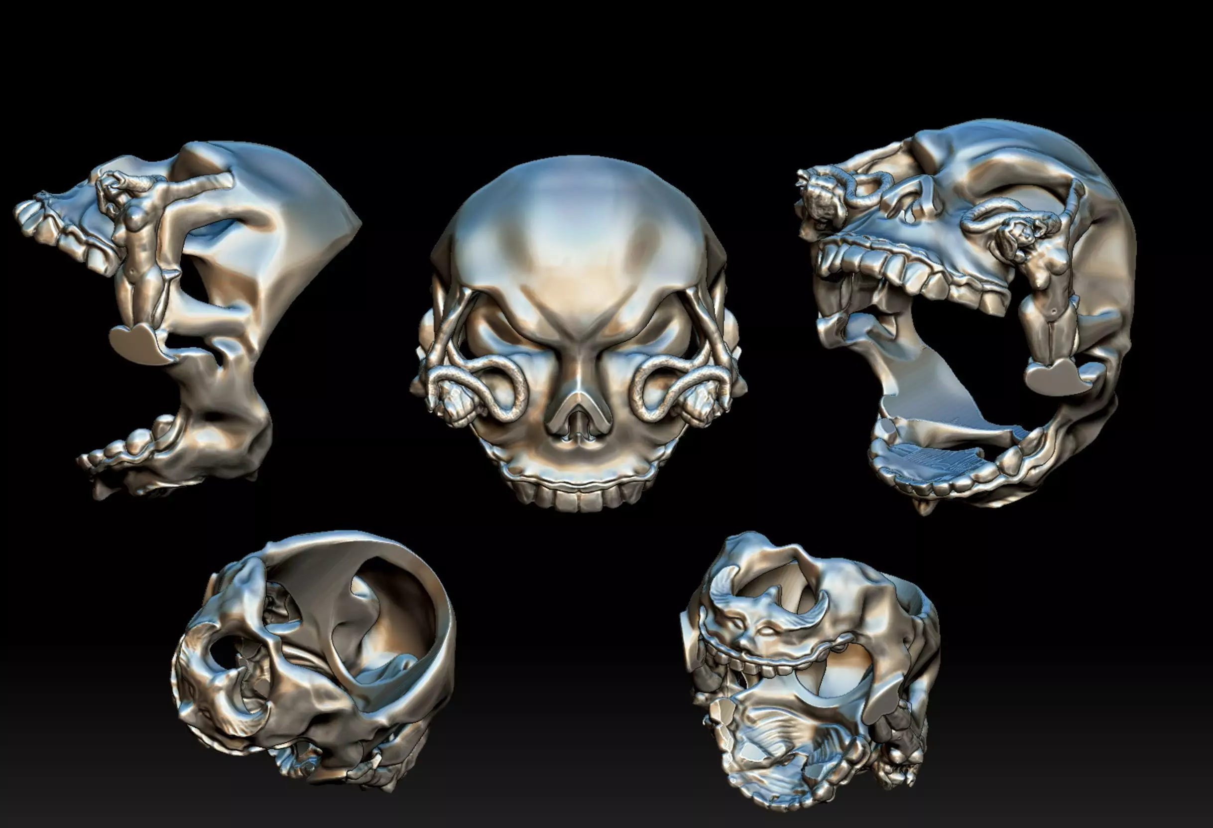 Skull Head Ring 3D print model