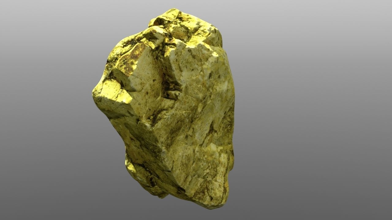 Rock low poly 3D model gold nugget Low-poly 3D model_3