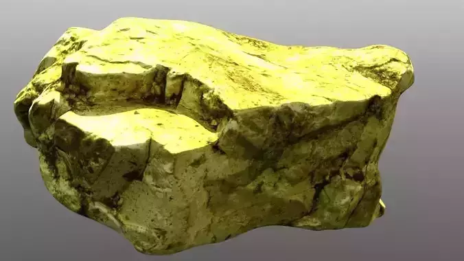 Rock low poly 3D model gold nugget