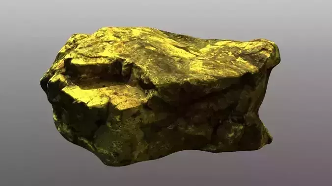 Rock low poly 3D model piece of gold