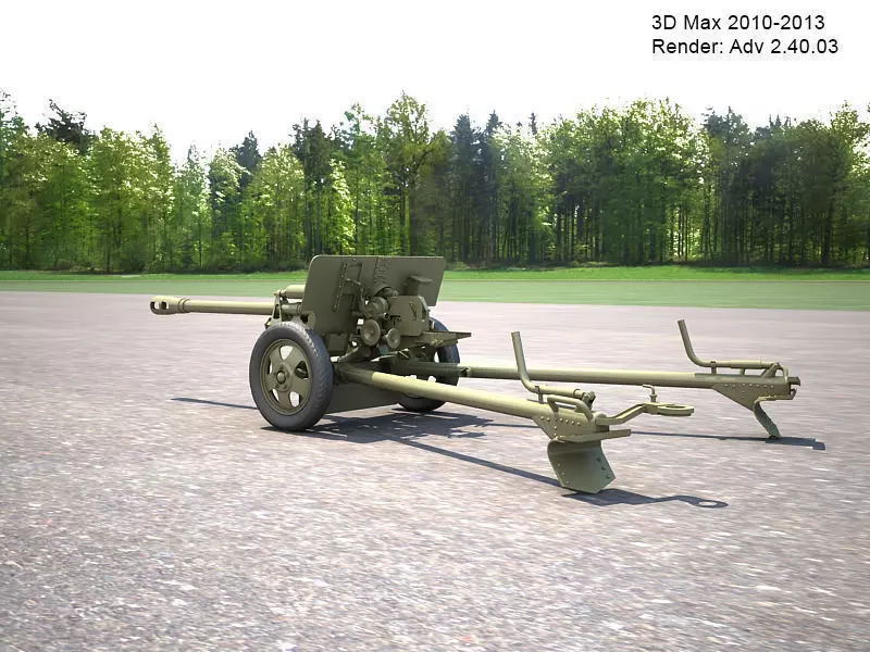 Zis 3 military cannon 3D model_0