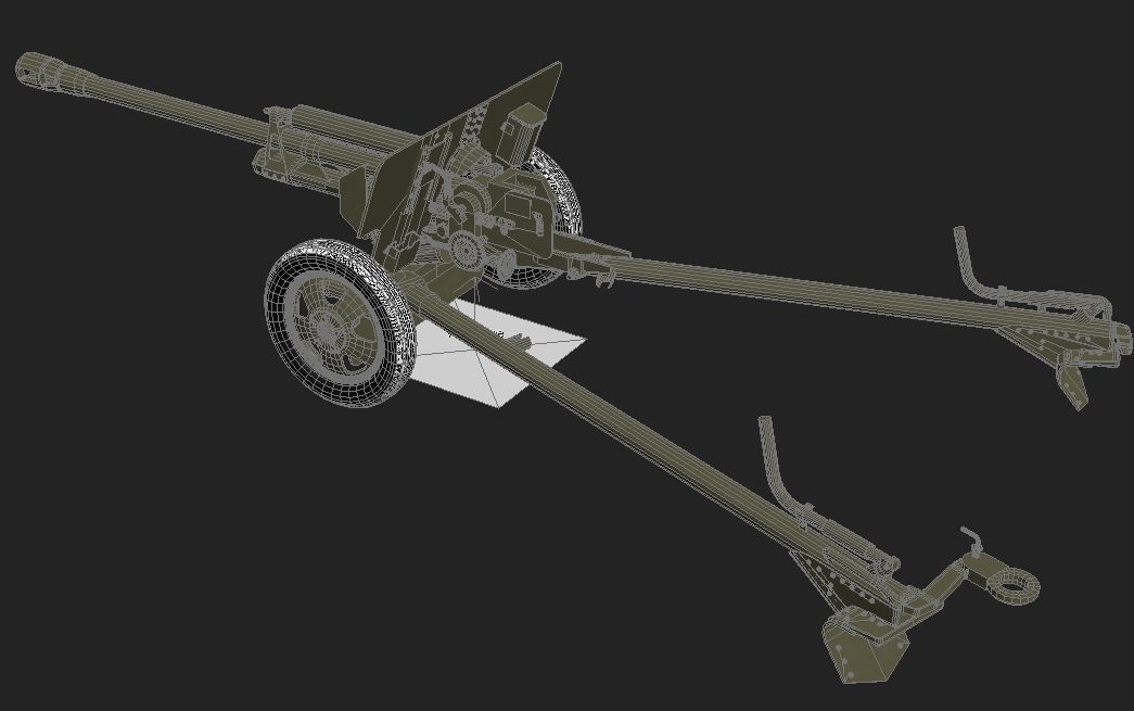 Zis 3 military cannon 3D model_2