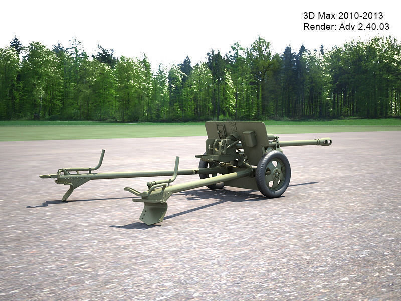 Zis 3 military cannon 3D model_3