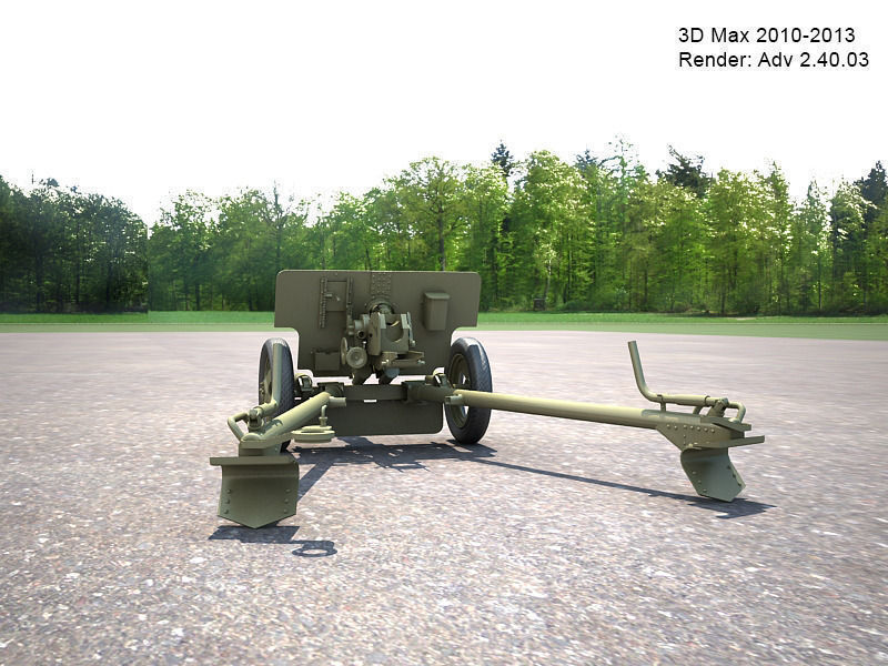 Zis 3 military cannon 3D model_6