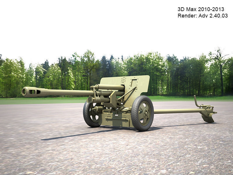 Zis 3 military cannon 3D model_8