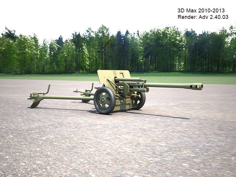 Zis 3 military cannon 3D model_4