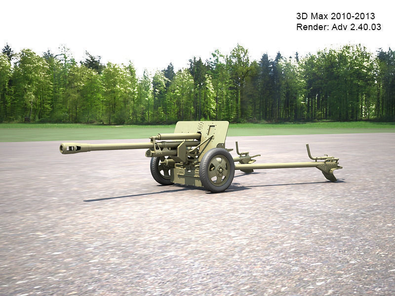 Zis 3 military cannon 3D model_5