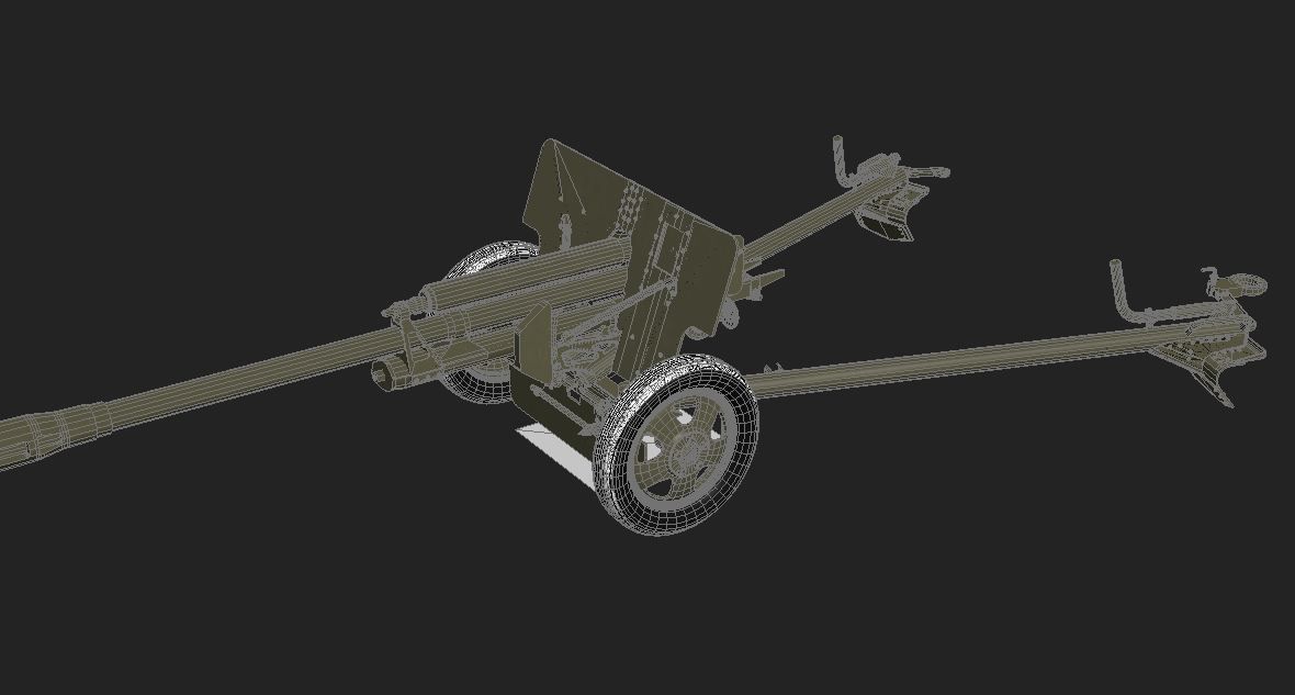 Zis 3 military cannon 3D model_1
