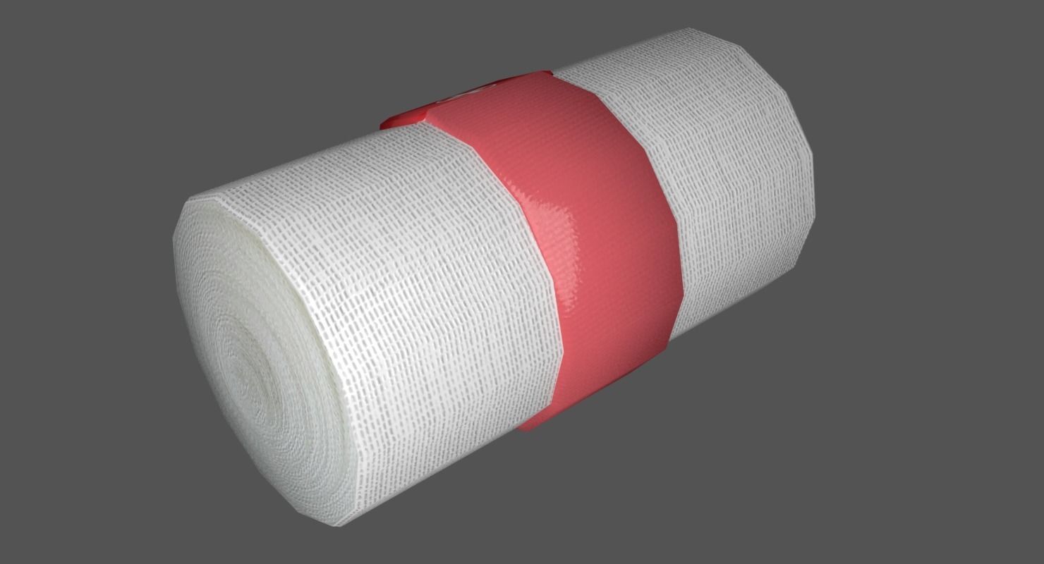 Elastic Bandage Red Low-poly 3D model_2