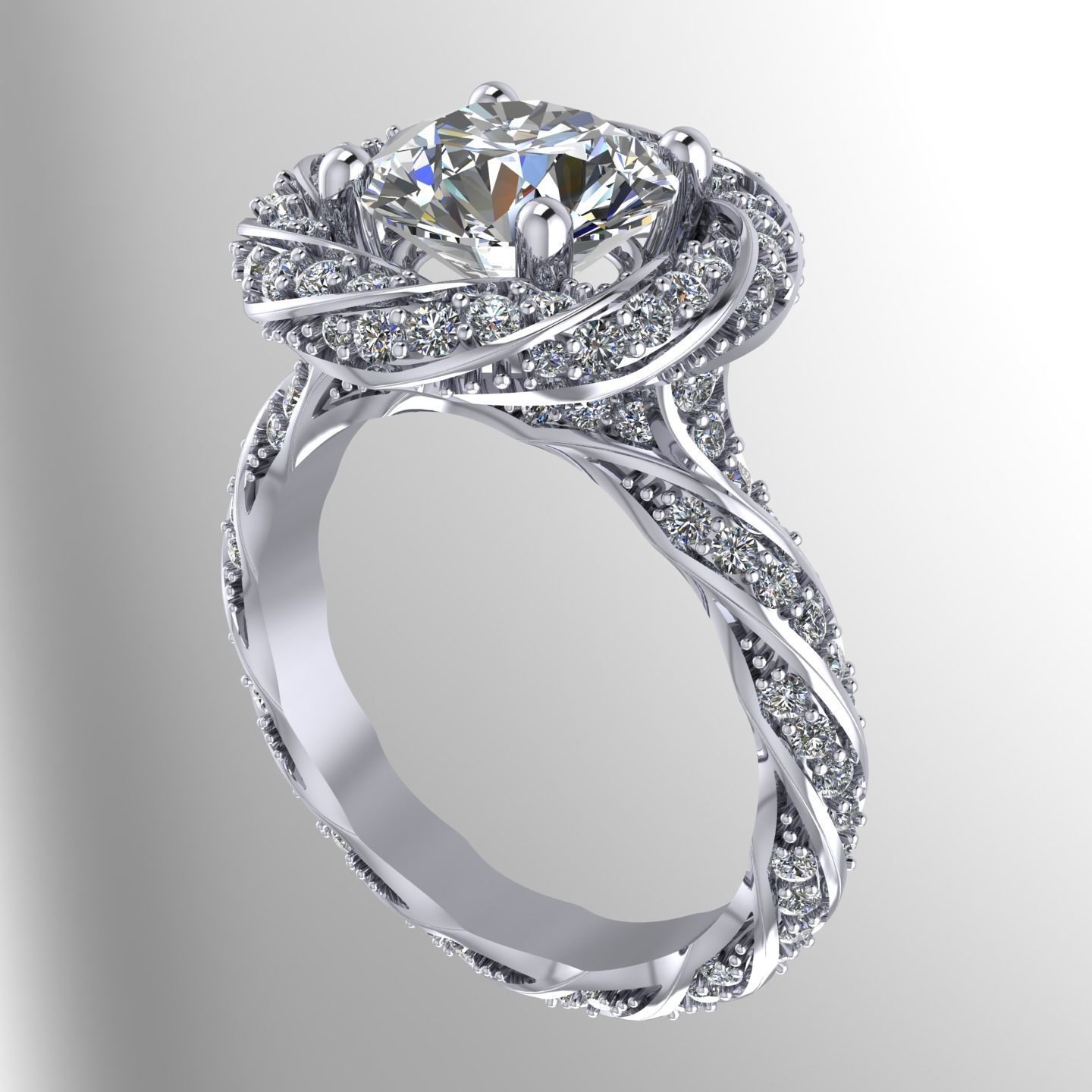 NN002 twisted diamond engagement ring 3D print model_2