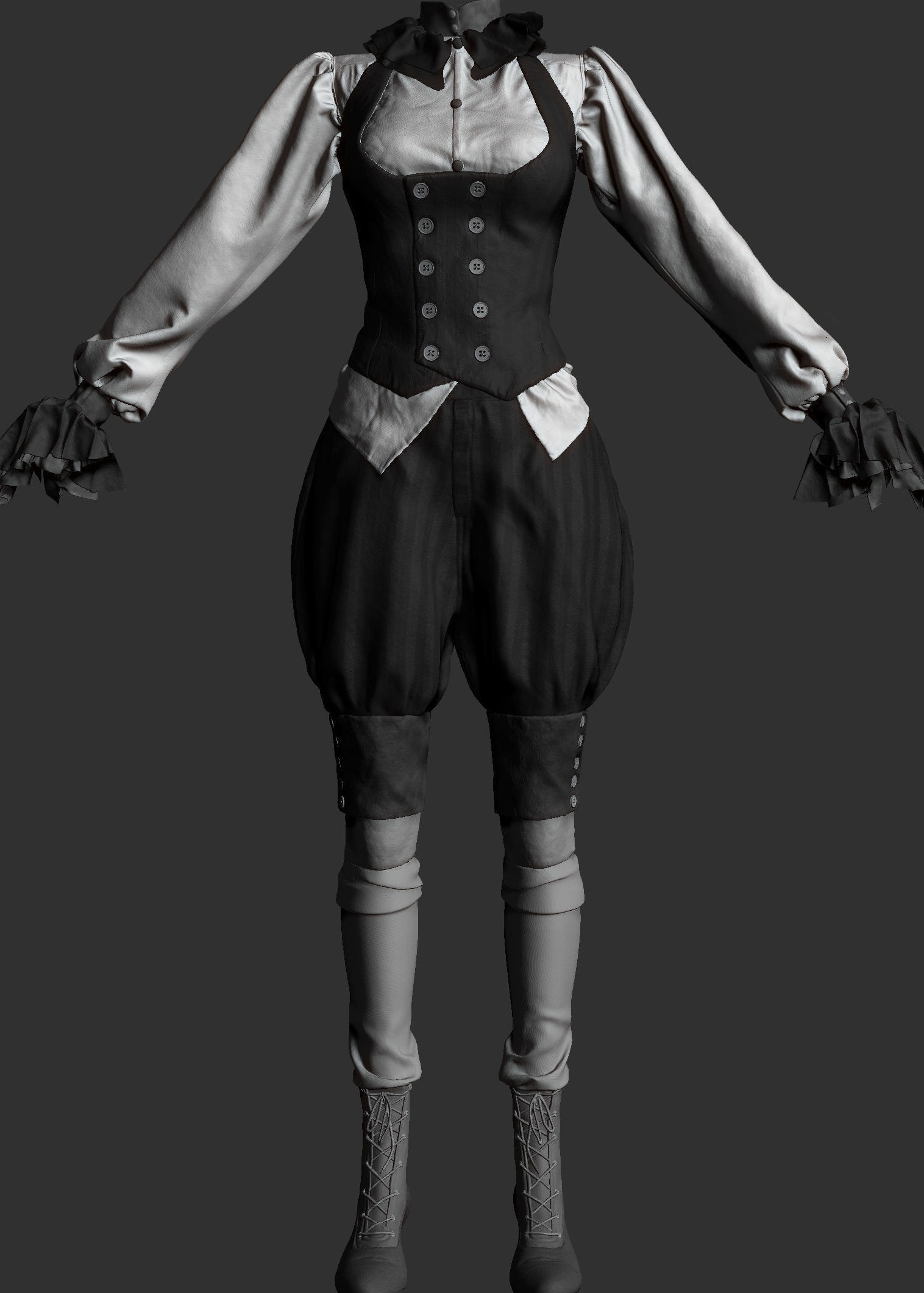Realistic Steampunk Costume 3D model_3