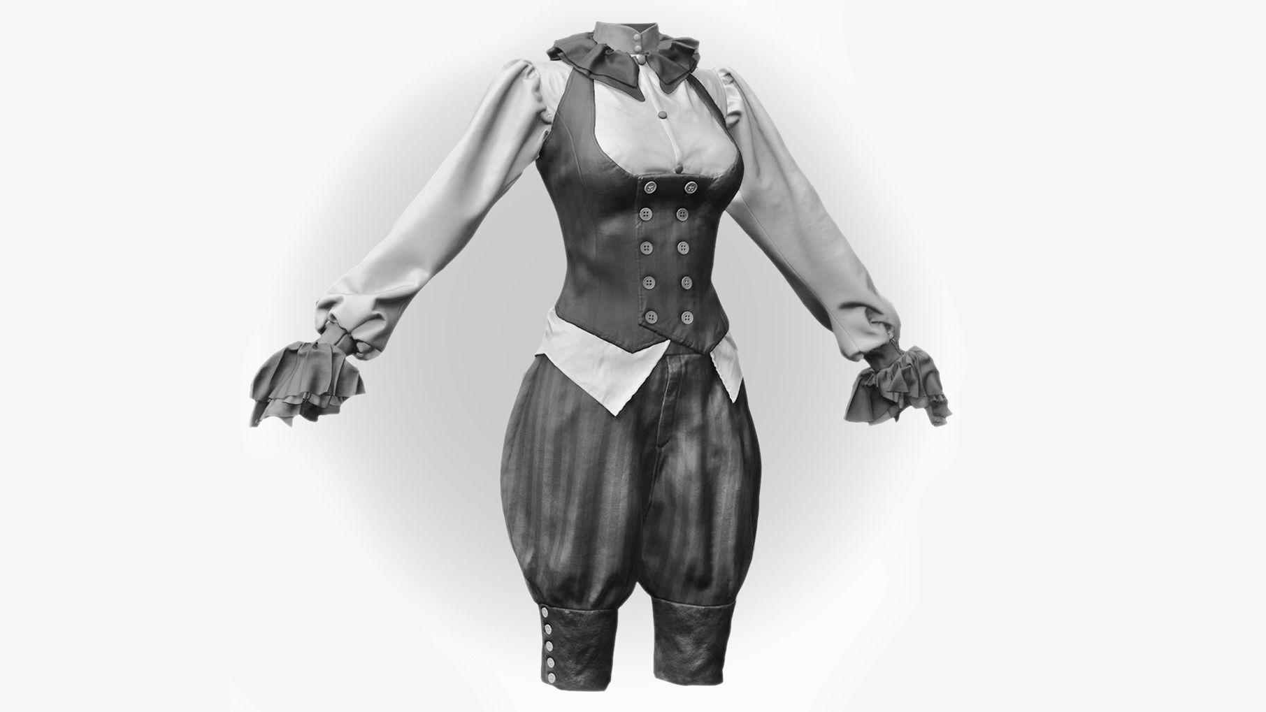 Realistic Steampunk Costume 3D model_1