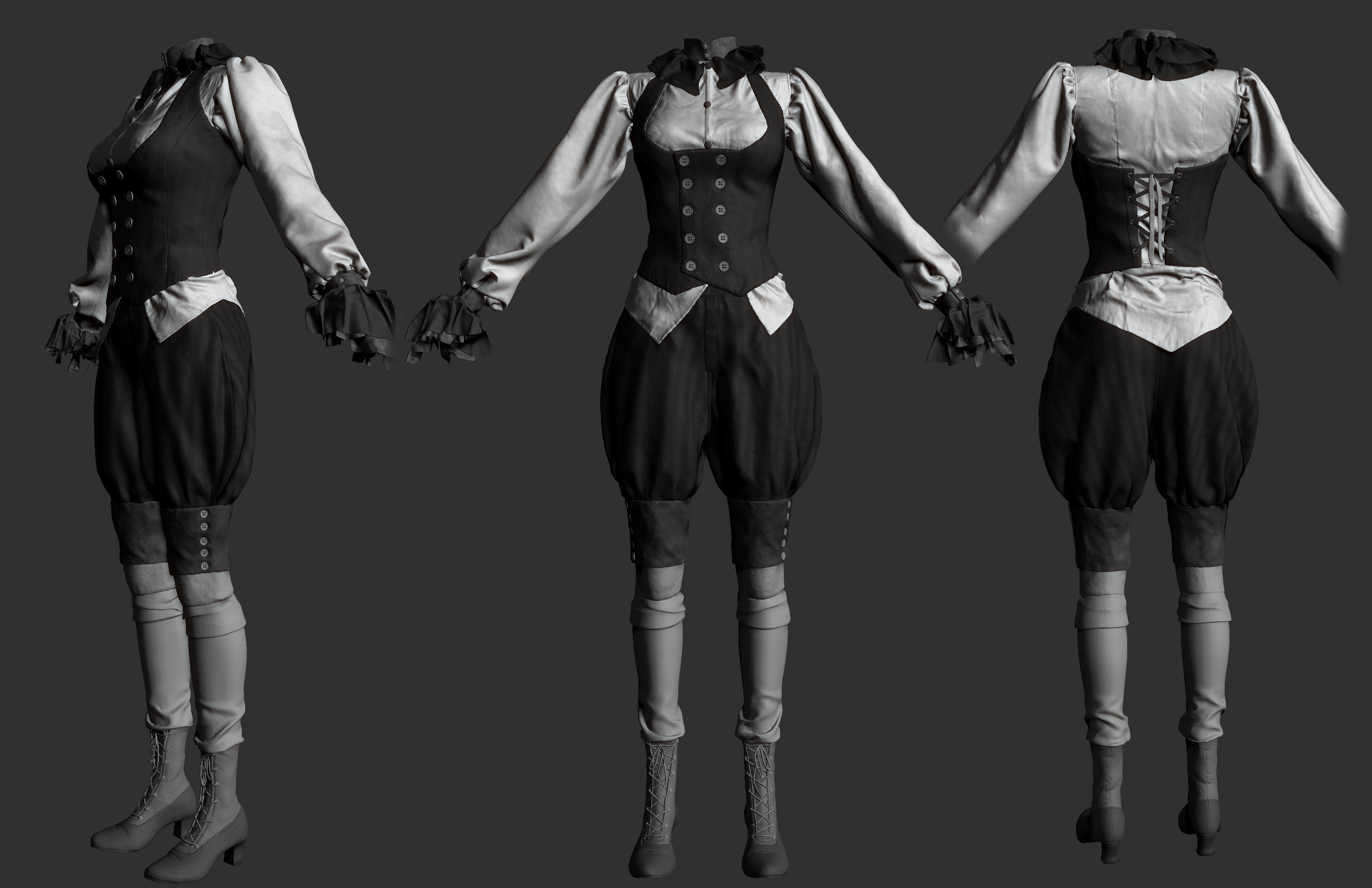 Realistic Steampunk Costume 3D model_4
