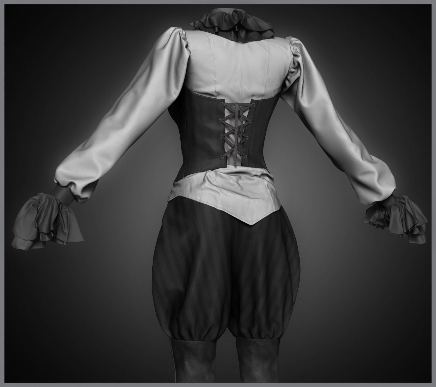 Realistic Steampunk Costume 3D model_6