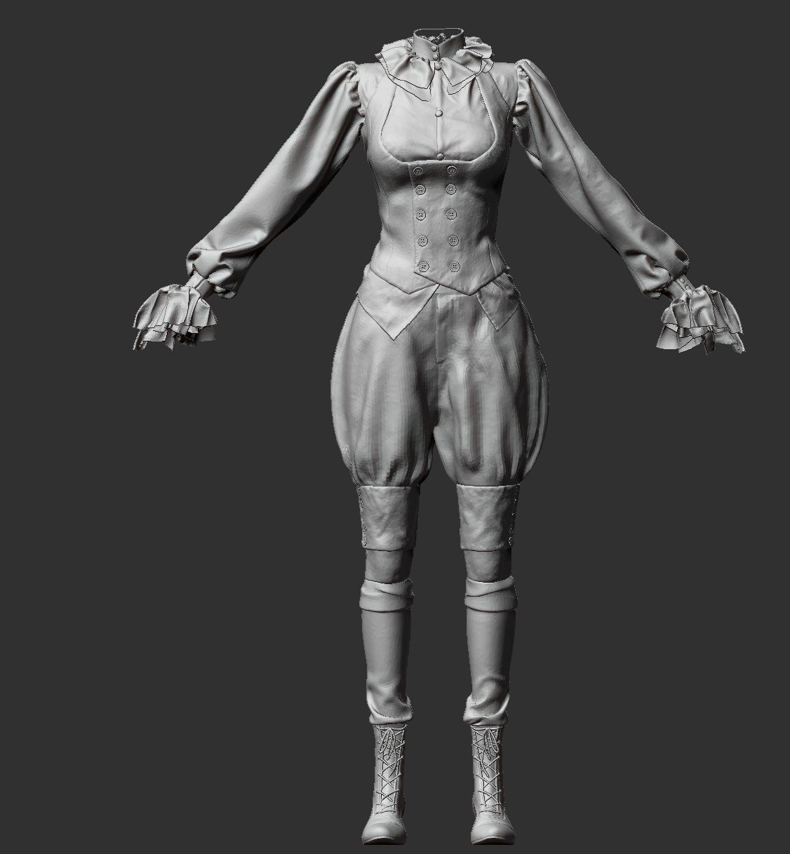 Realistic Steampunk Costume 3D model_7