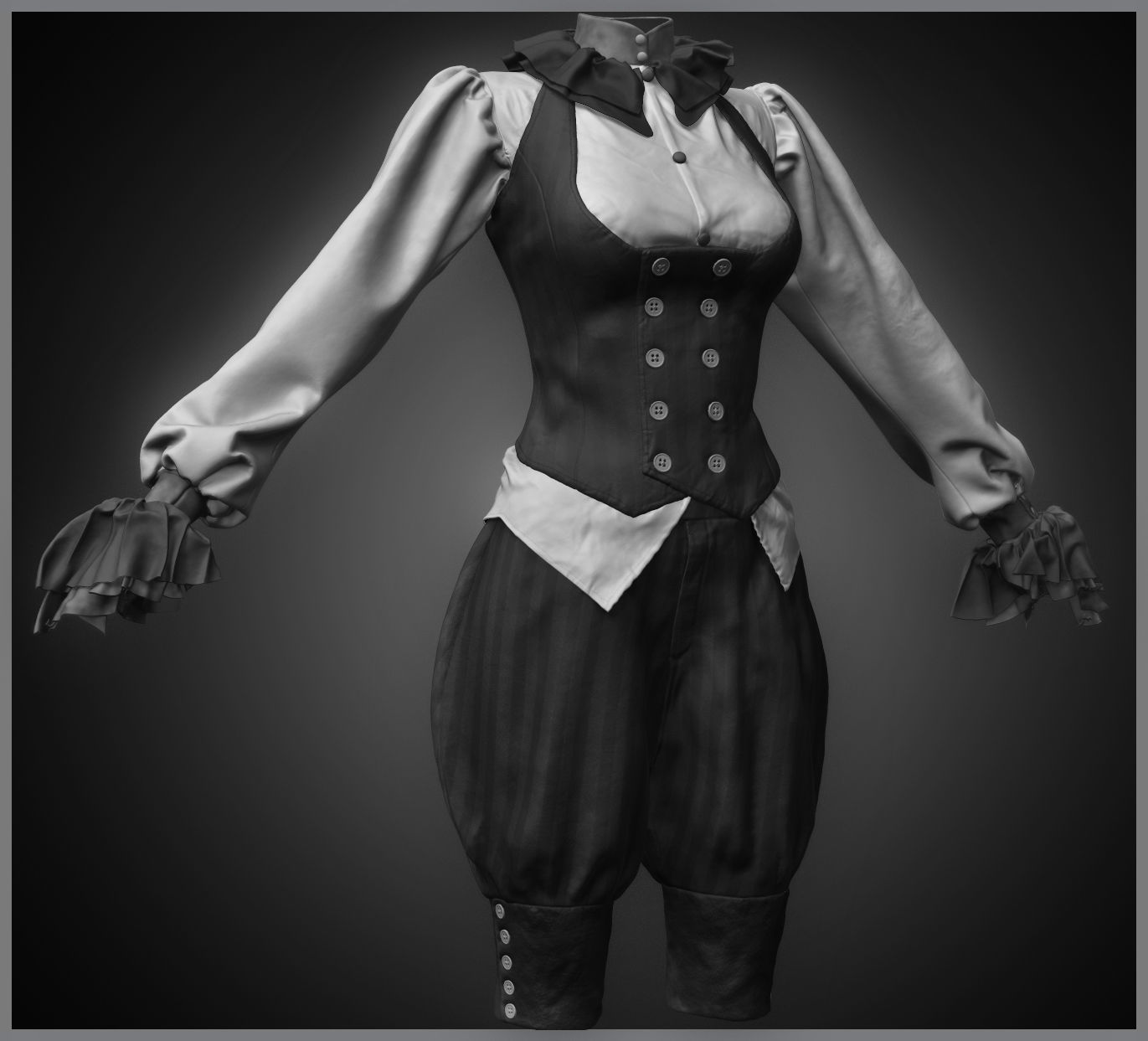 Realistic Steampunk Costume 3D model_5