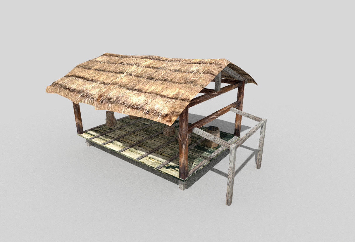 low poly beach hut Low-poly 3D model_3