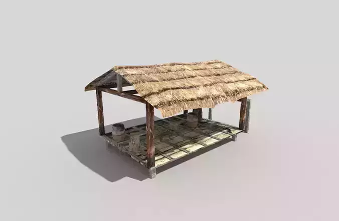 low poly beach hut Low-poly 3D model