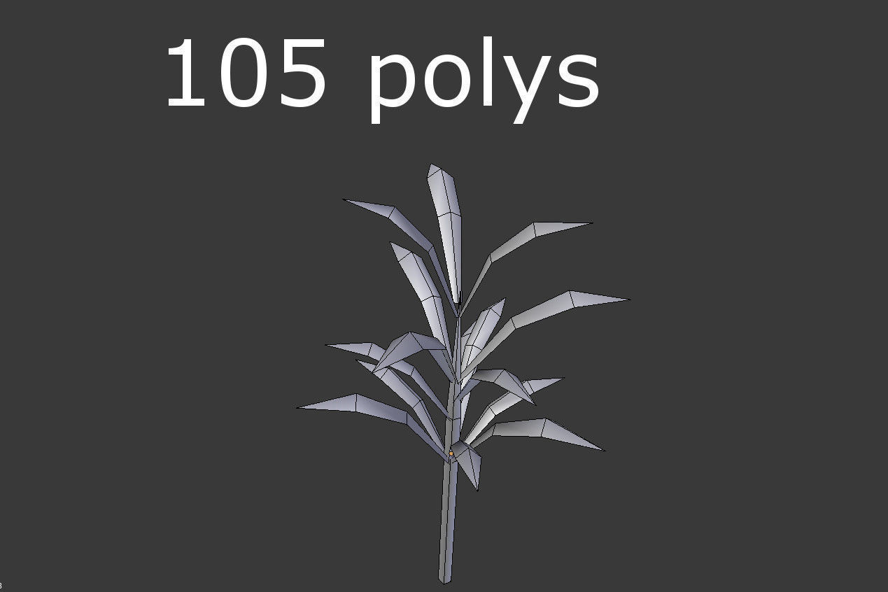 low poly beach plant Low-poly 3D model_3