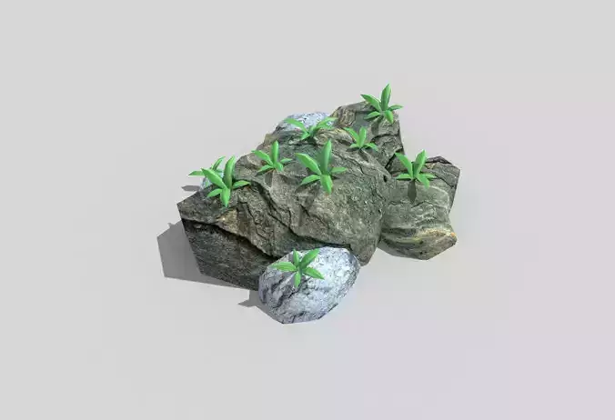 low poly beach rock
