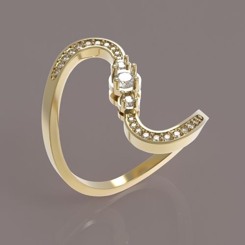 Ring with diamonds 3D print model  3D print model