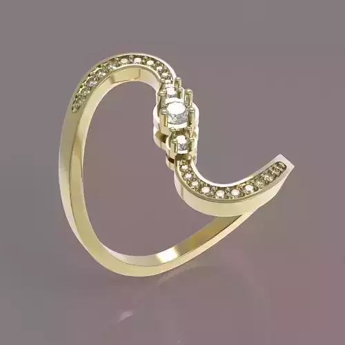 Ring with diamonds 3D print model 