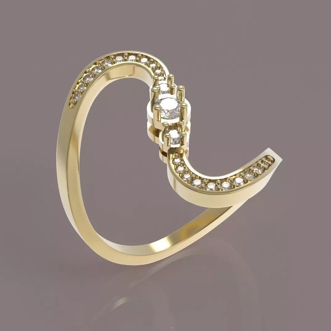 Ring with diamonds 3D print model  3D print model_0