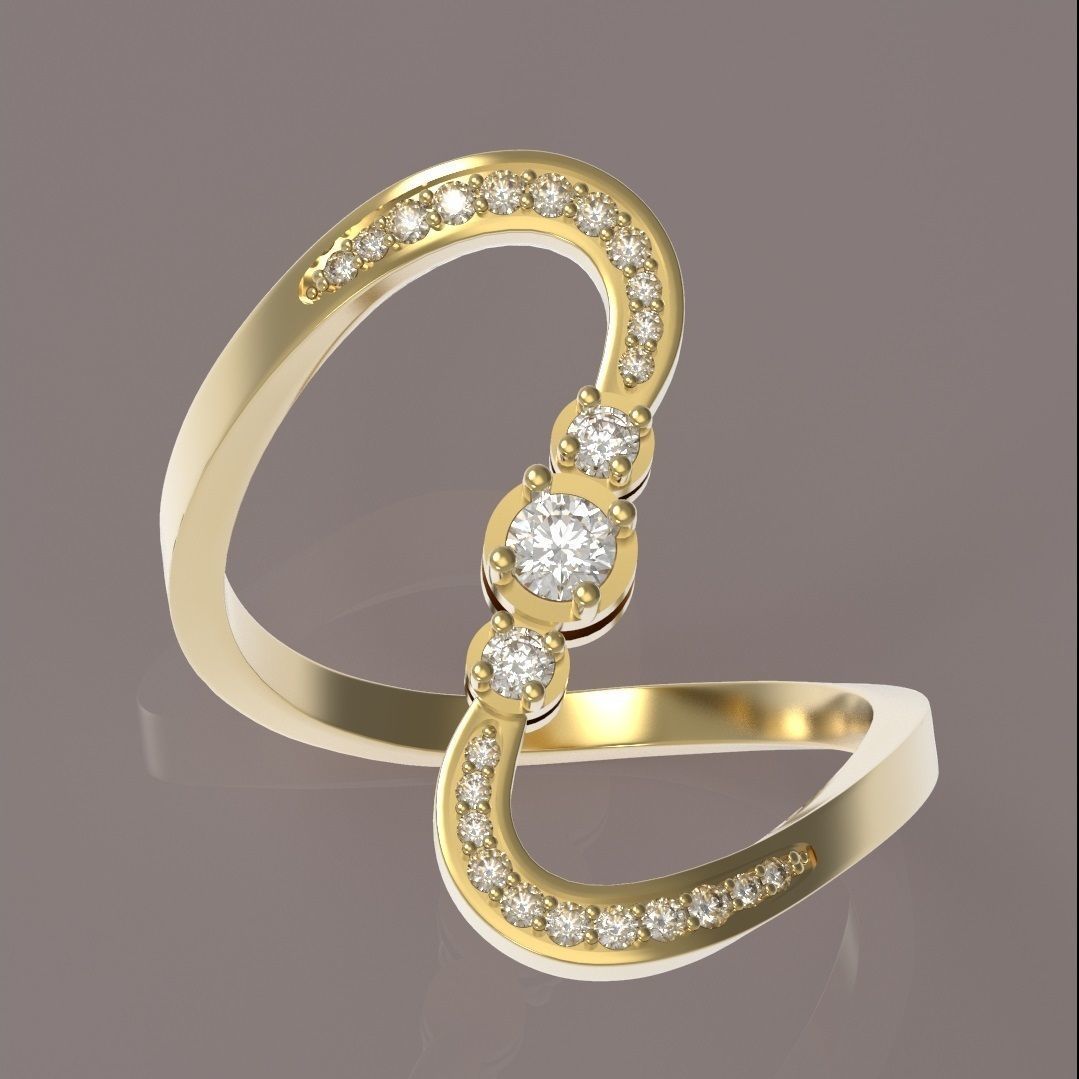 Ring with diamonds 3D print model  3D print model_1