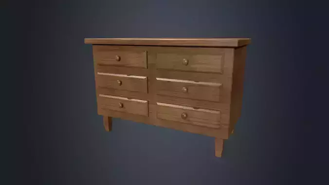 Beech Wood Chest of Drawers - Dresser - Bedroom Furniture - Wood Low-poly 3D model