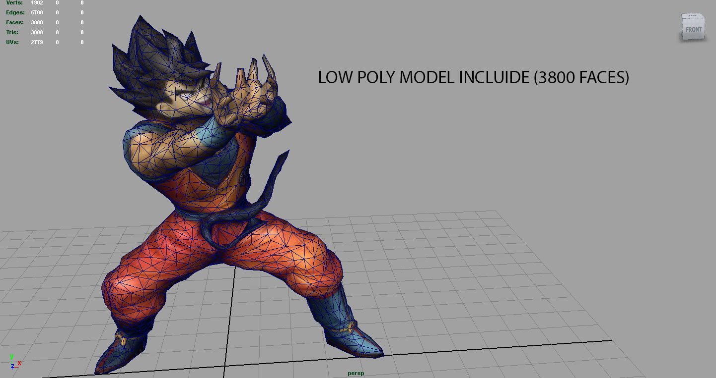 GOKU Dragon Ball Low-poly 3D model_6