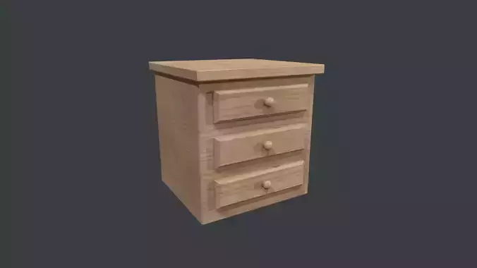 Beech Wood Small Chest of Drawers - Furniture - Lounge - Bedroom Low-poly 3D model