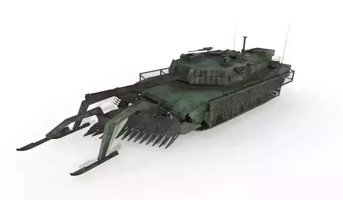 Tank Abrams MinePlow Extra Defense Green Low-poly 3D model
