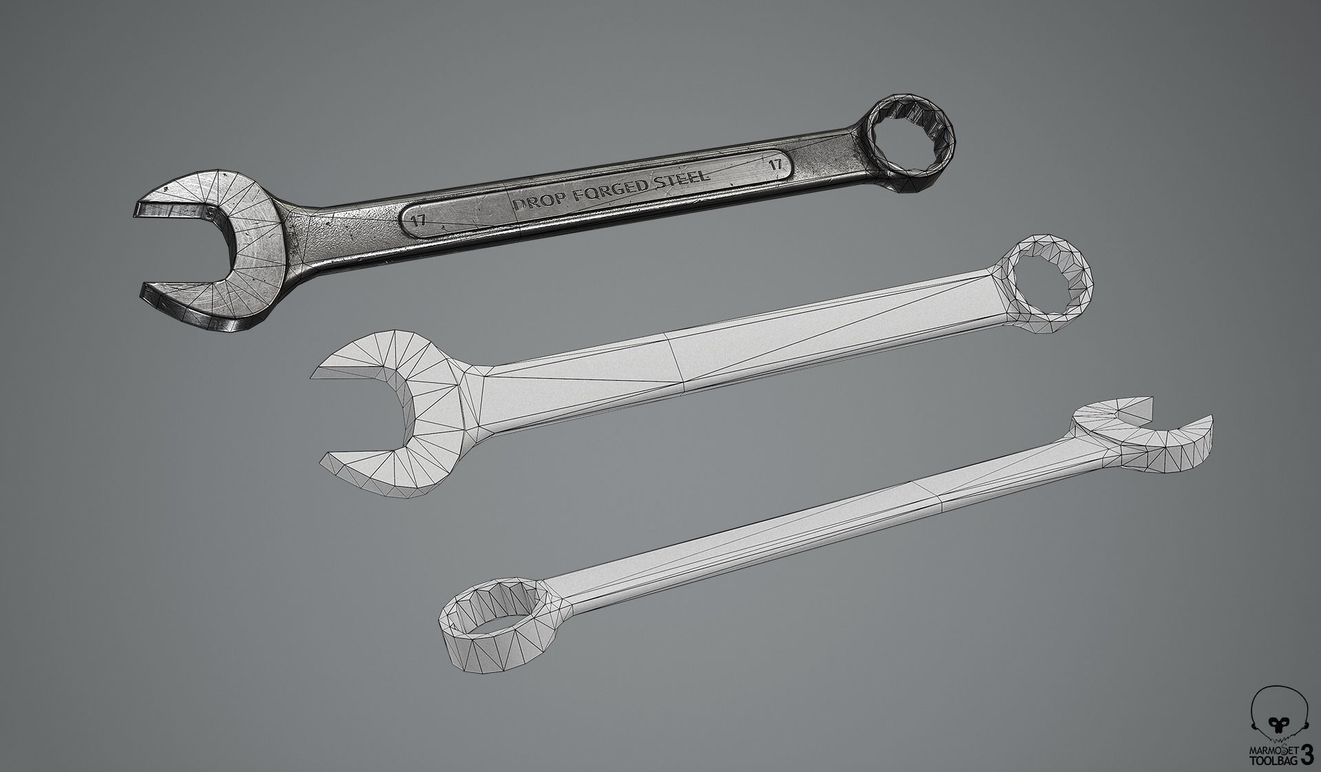 Combination Wrench Low-poly 3D model_3