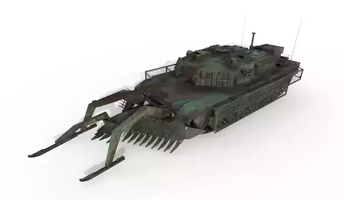 Tank Abrams MinePlow Extra Defense Woodland BR Forest Low-poly 3D model