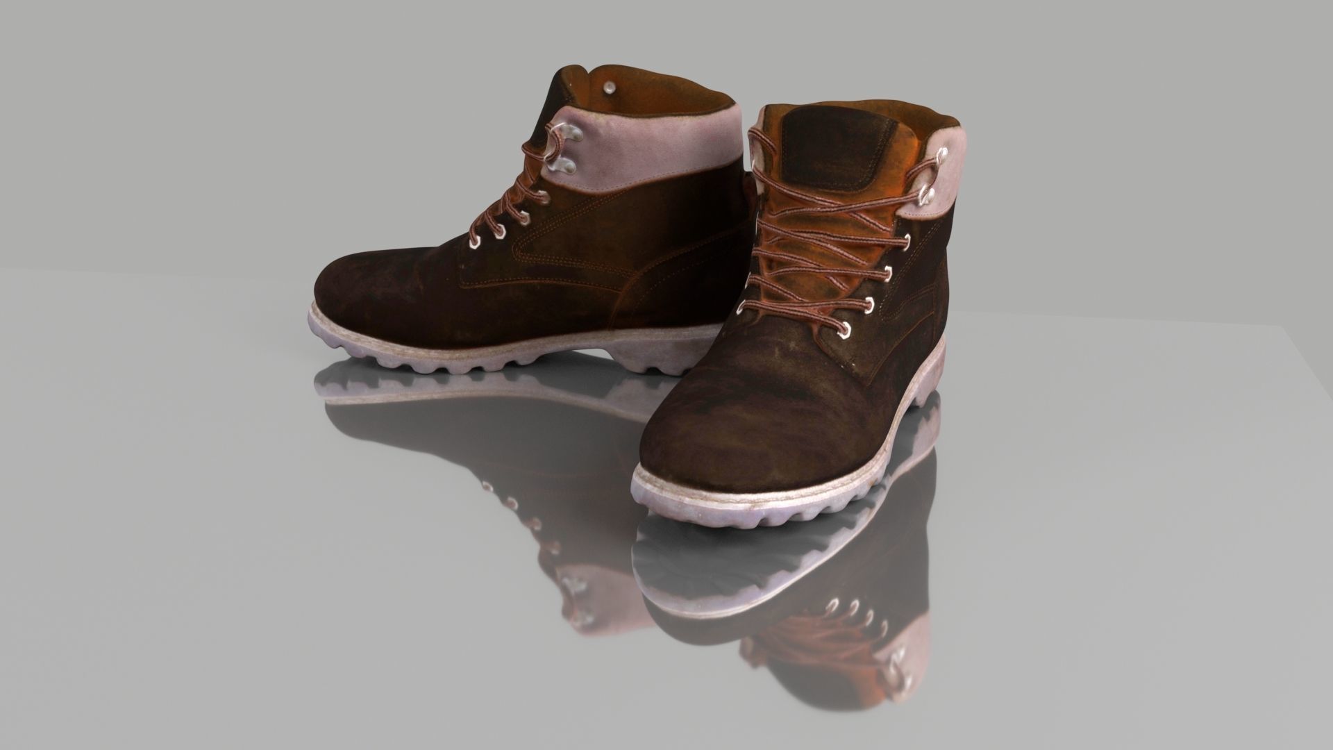 Mid calf boots Low-poly 3D model_1