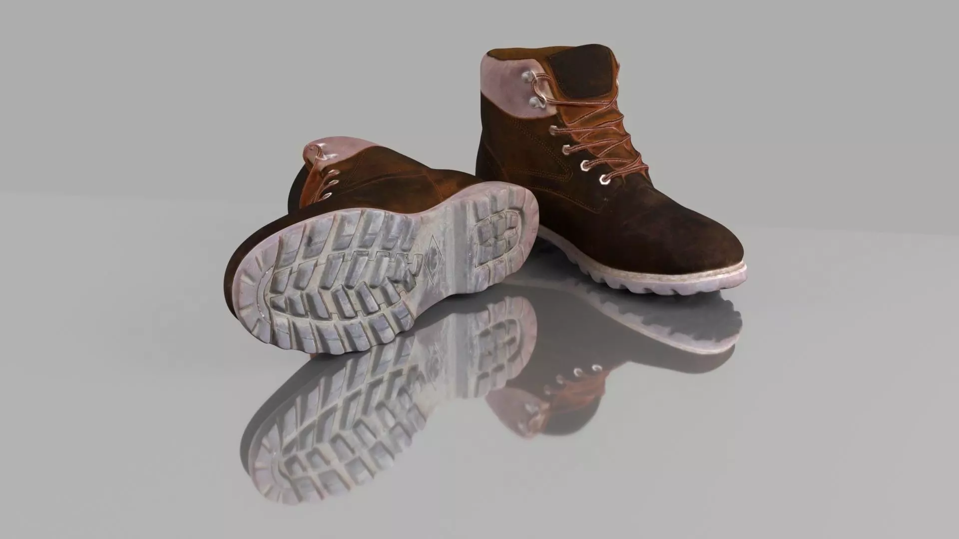 Mid calf boots Low-poly 3D model_0