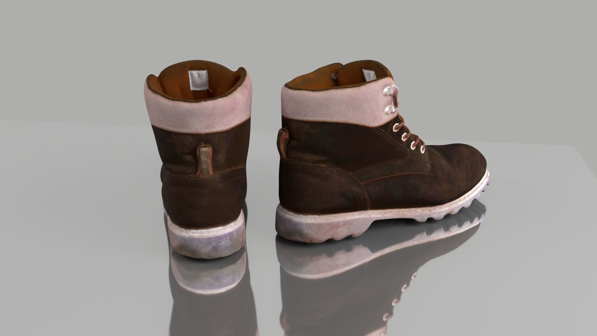 Mid calf boots Low-poly 3D model_3
