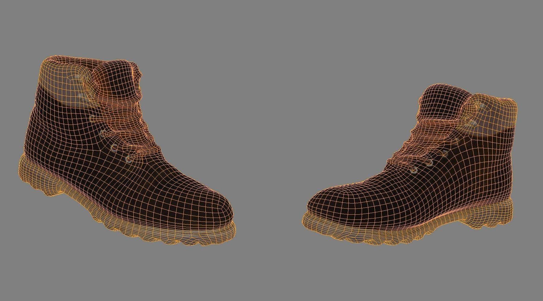Mid calf boots Low-poly 3D model_4