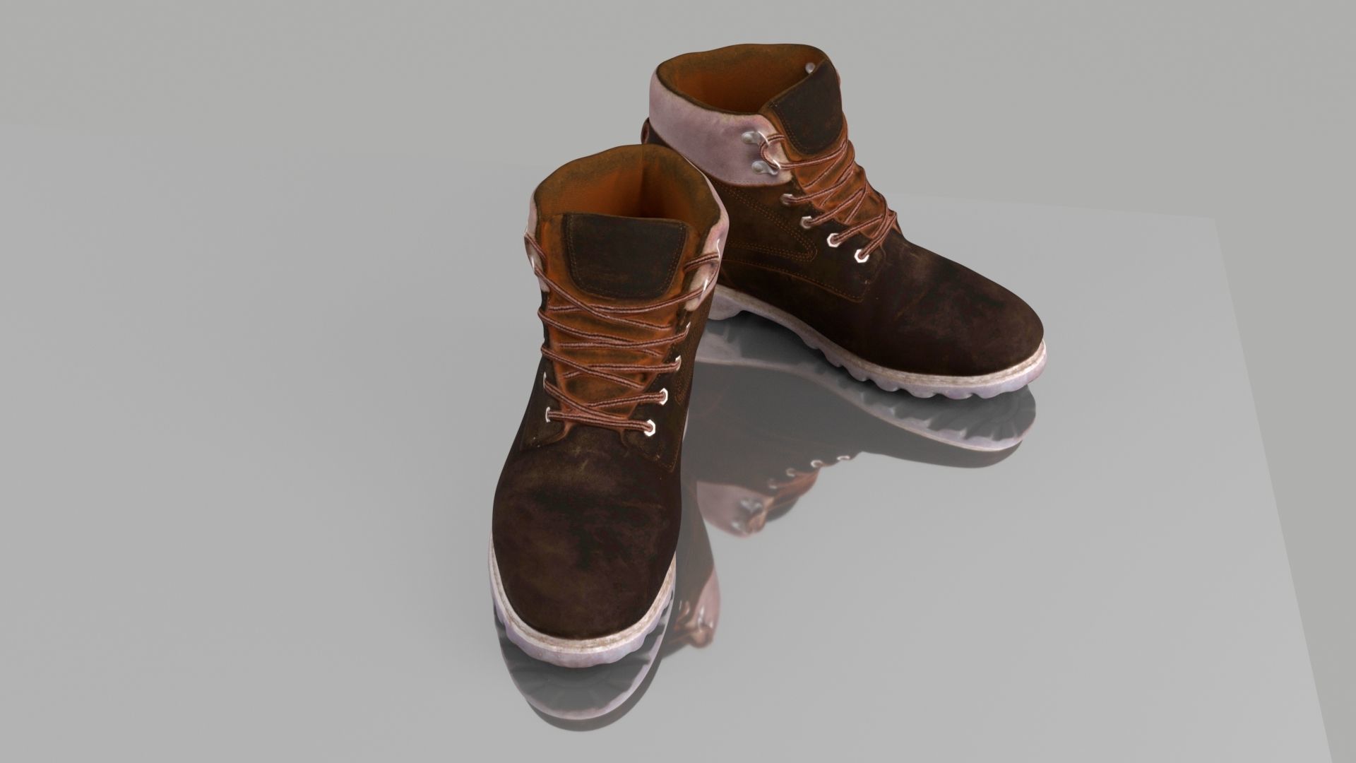Mid calf boots Low-poly 3D model_2