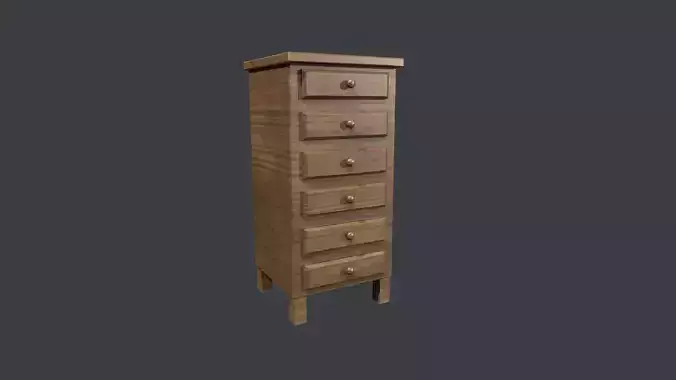 Beech Wood Tall Chest of Drawers - Tallboy  - Furniture  Low-poly 3D model