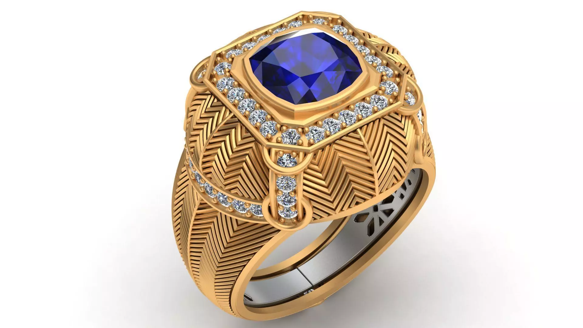 Mousson Atelier Topaz Diamond Gold Ring 3D print model